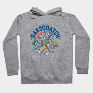 Bassquatch!  Vintage Fishing Bigfoot Fisherman Hoodie